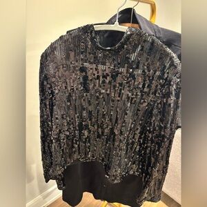 H&M Black Sequin Top